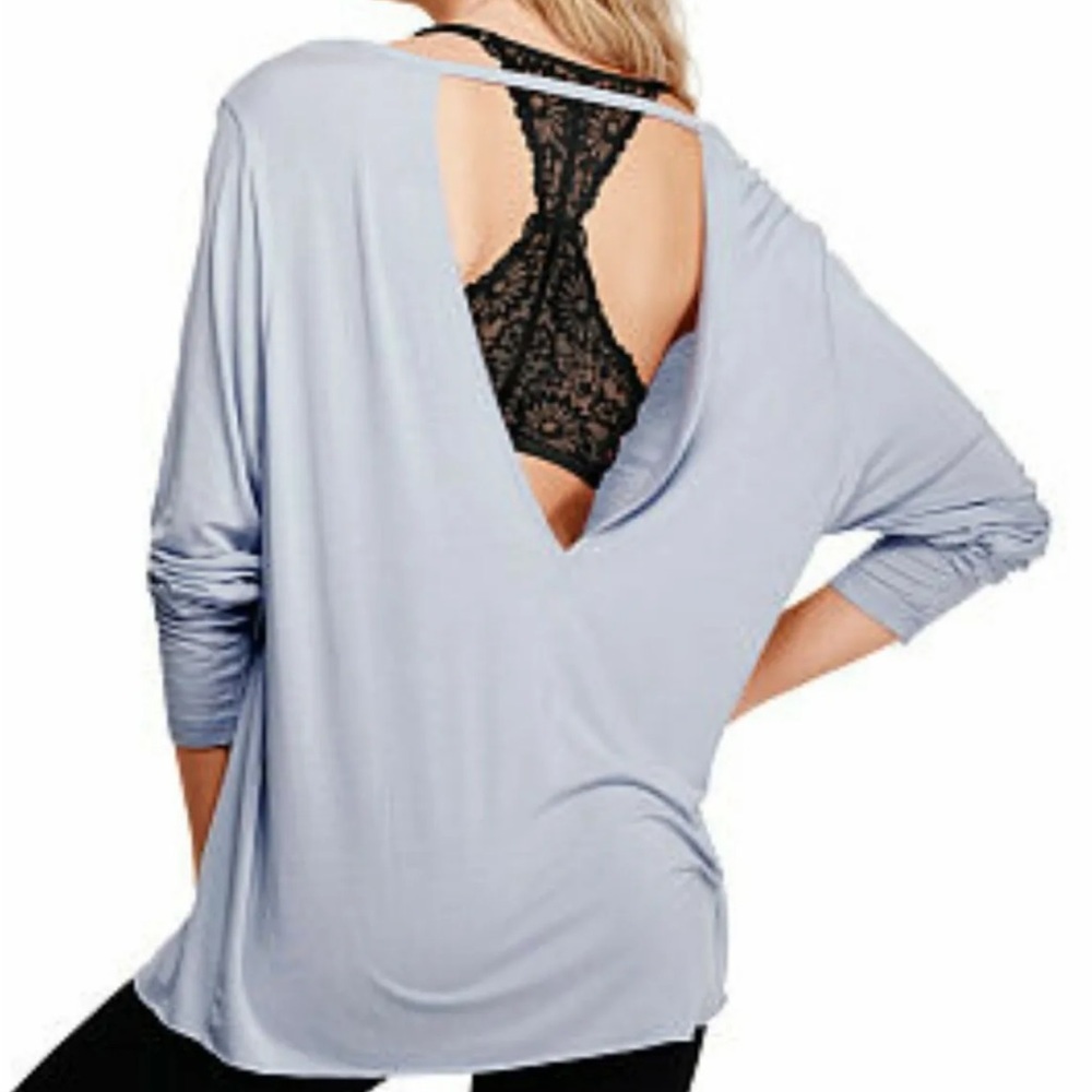🆕 VS Pink  Open Back periwinkle Blue Long Sleeve